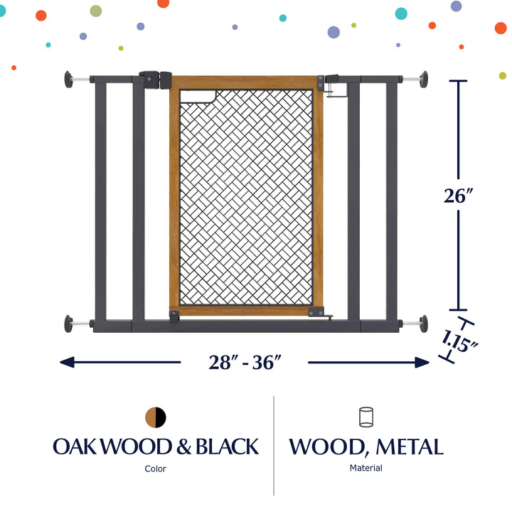 Summer 26" Extra Tall Doorway 36S Series Pet and Baby Gate, Oak Wood (Open Box)