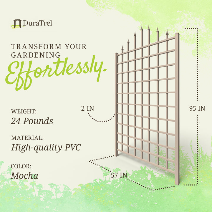 Dura-Trel Winchester 57"x95" PVC Vinyl Outdoor Garden Patio Trellis, Mocha(Used) - VMInnovations