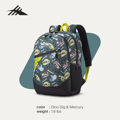 High Sierra BTS Outburst Backpack for School and Travel, Dino Dig and Mercury