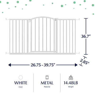 Ingenuity Deluxe Metal Extra Tall Walk Through Arch Dog Gate, White (Open Box) - VMInnovations