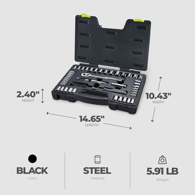 Master Mechanic 1/4 x 3/8" Drive 54 Piece Mechanic's Tool Accessory Socket Set - VMInnovations