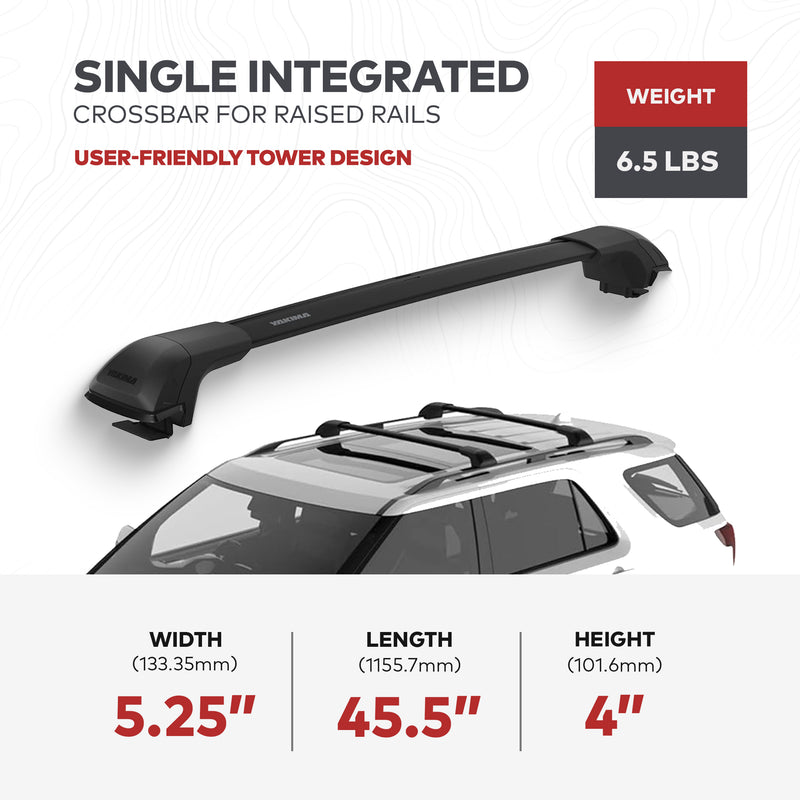 Yakima TimberLine FX SM Single Integrated Crossbar for Raised Rails, Matte Black