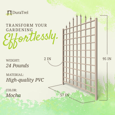 Dura-Trel Winchester 57 x 95 Inch PVC Outdoor Garden Trellis, Mocha (For Parts) - VMInnovations