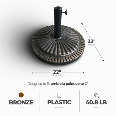 Four Seasons 22" Umbrella Base Fits Up To 2" Umbrella Pole, Bronze (Open Box) - VMInnovations