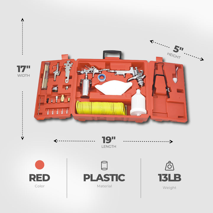 Master Mechanic Spray Gun Kit with Cleaning Brush Set and Easy Trigger Pivot