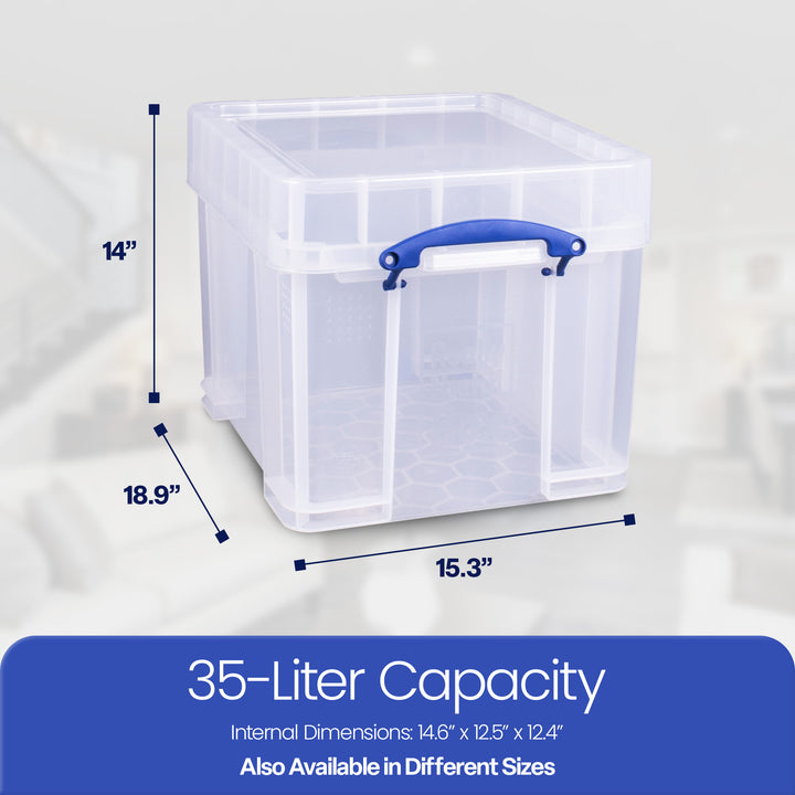 Really Useful Box 35 Liters Transparent Container w/Snap Lid, 3pk(Open Box)