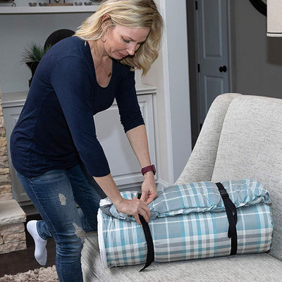 Disc-O-Bed Duvalay Adult XL Memory Foam Sleep Pad/Duvet, Ocean Plaid - VMInnovations