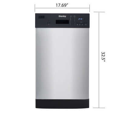 Danby 18-Inch Built-In Kitchen Dishwasher, Stainless Steel Finish (For Parts)