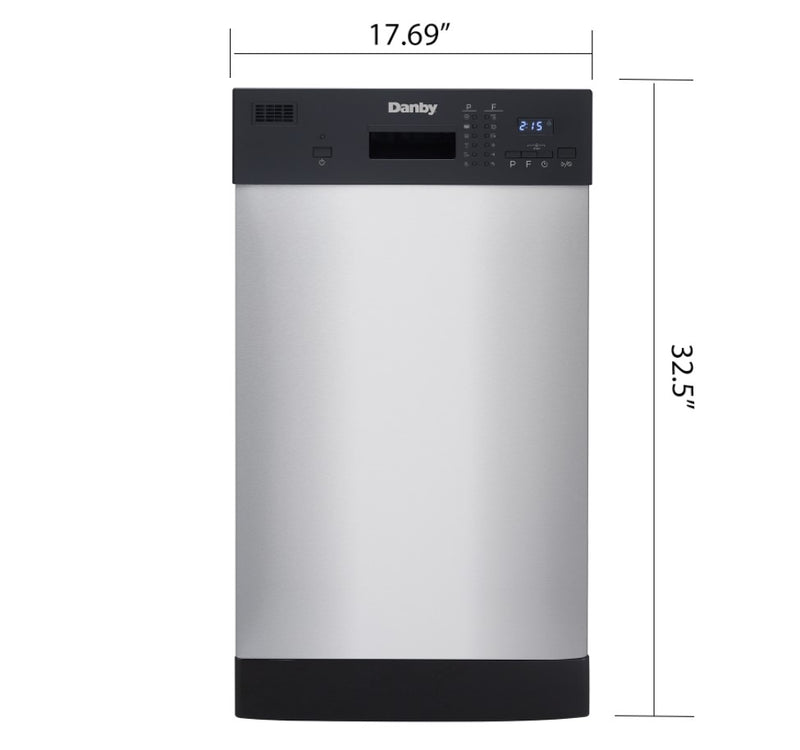 Danby 18-Inch Built-In Kitchen Dishwasher, Stainless Steel Finish (Used)