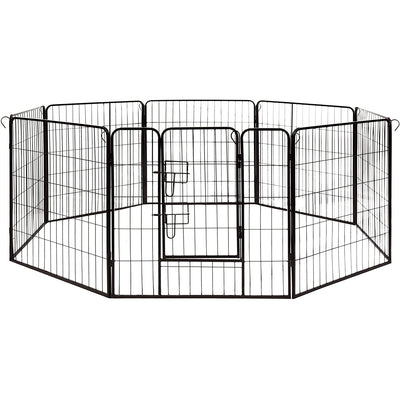 Aleko Indoor Outdoor 8 Panel Collapsible Multi Purpose Playpen Kennel for Dogs