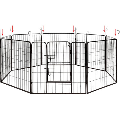 Aleko Indoor Outdoor 8 Panel Collapsible Multi Purpose Playpen Kennel for Dogs