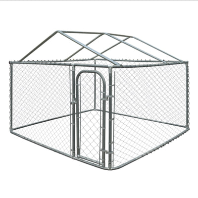 Aleko 7.5 x 7.5 x 6 Ft DIY Chain Link Outdoor Pet Kennel w/Roof Frame (Open Box)