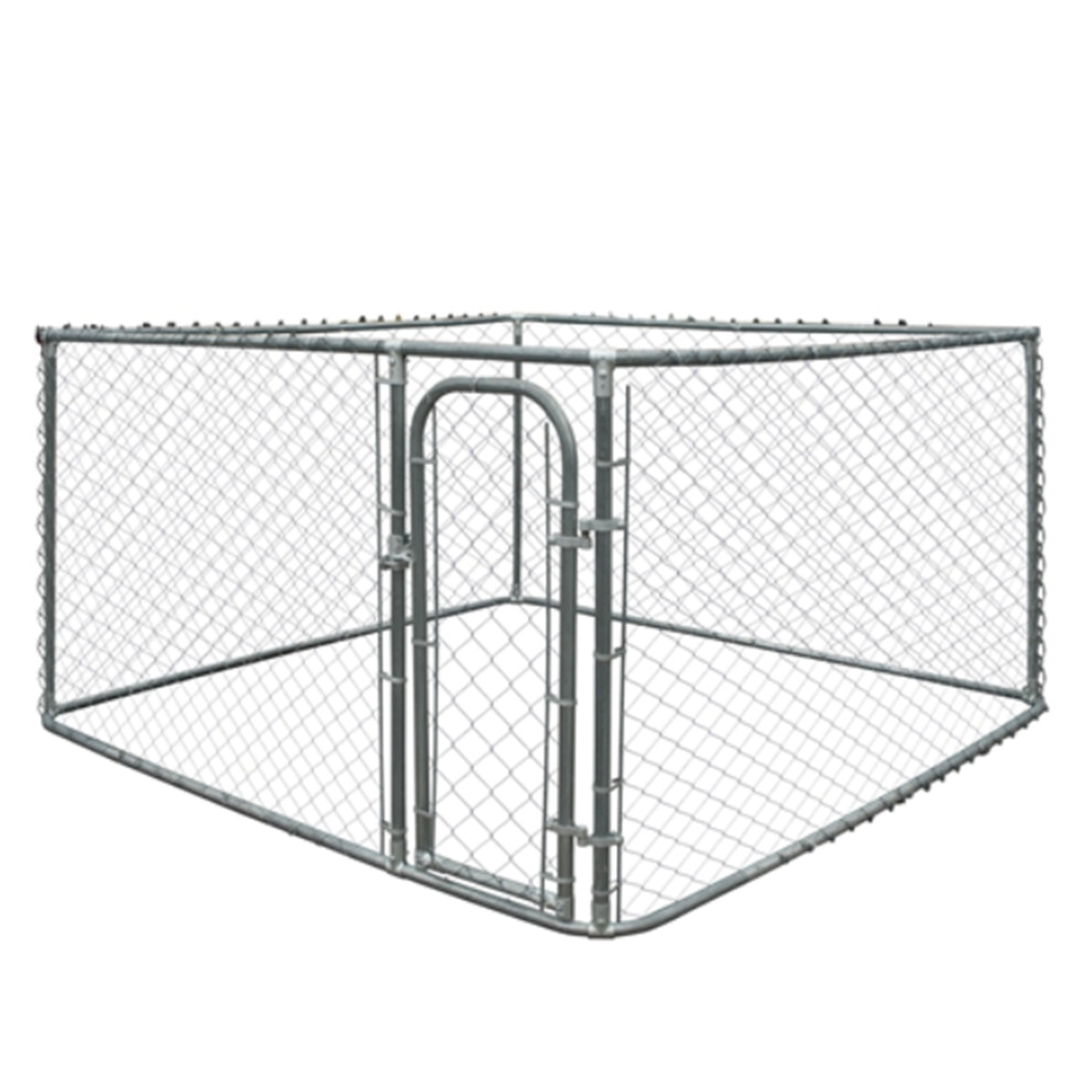 Aleko 7.5 x 7.5 x 6 Ft DIY Chain Link Outdoor Pet Kennel w/Roof Frame (Open Box)