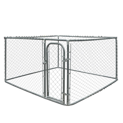 Aleko 7.5 x 7.5 x 6 Ft DIY Chain Link Outdoor Pet Kennel w/Roof Frame (Open Box)