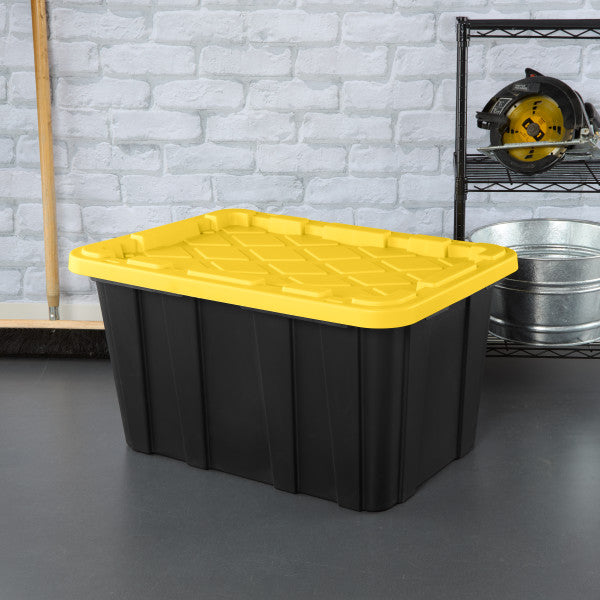 Sterilite 27 Gallon Industrial Stackable Storage Tote Lidded Containers, 6 Pack - VMInnovations