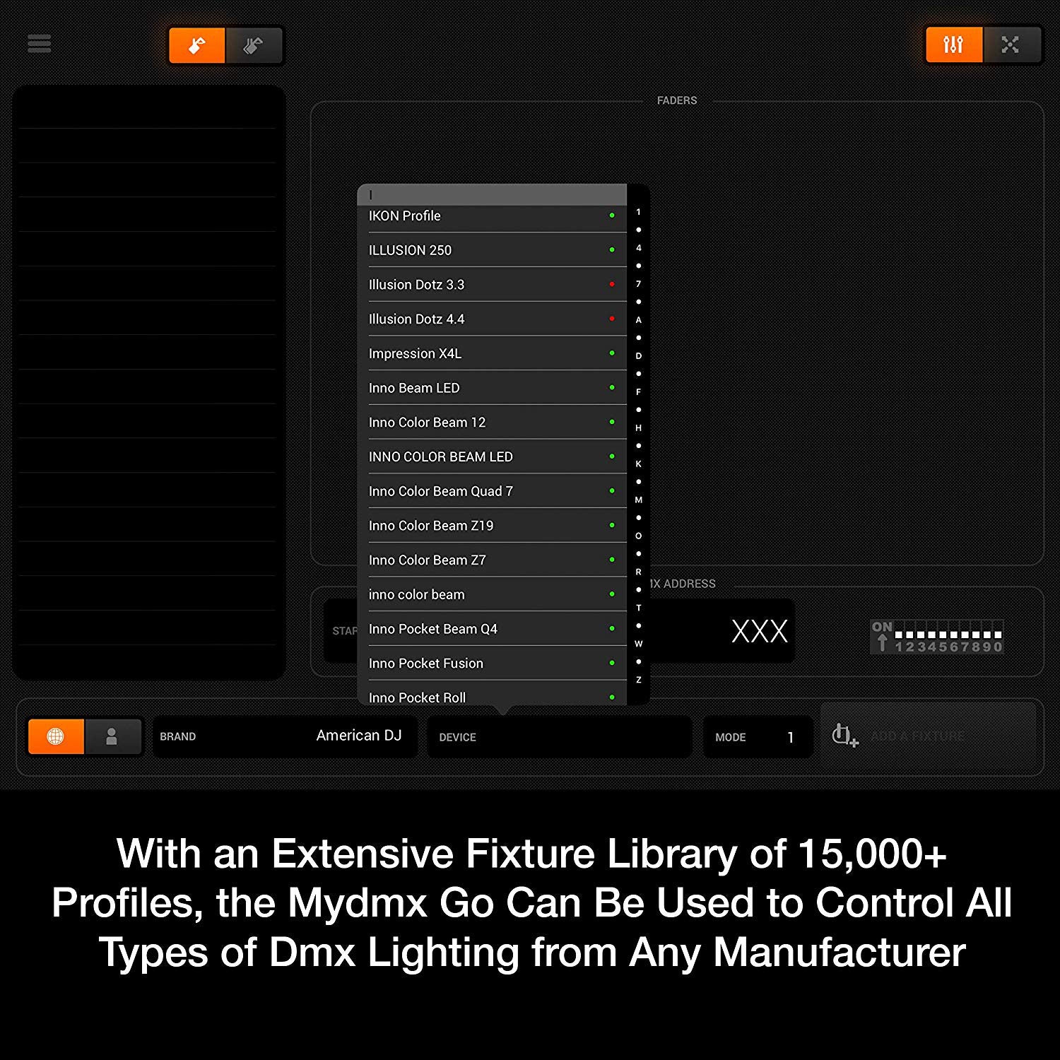 ADJ MYDMX GO Lighting Controller/DMX Lighting Control App for iPad or Android - VMInnovations