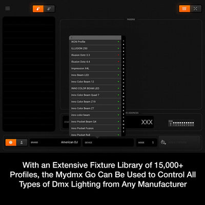 ADJ MYDMX GO Lighting Controller/DMX Lighting Control App for iPad or Android - VMInnovations
