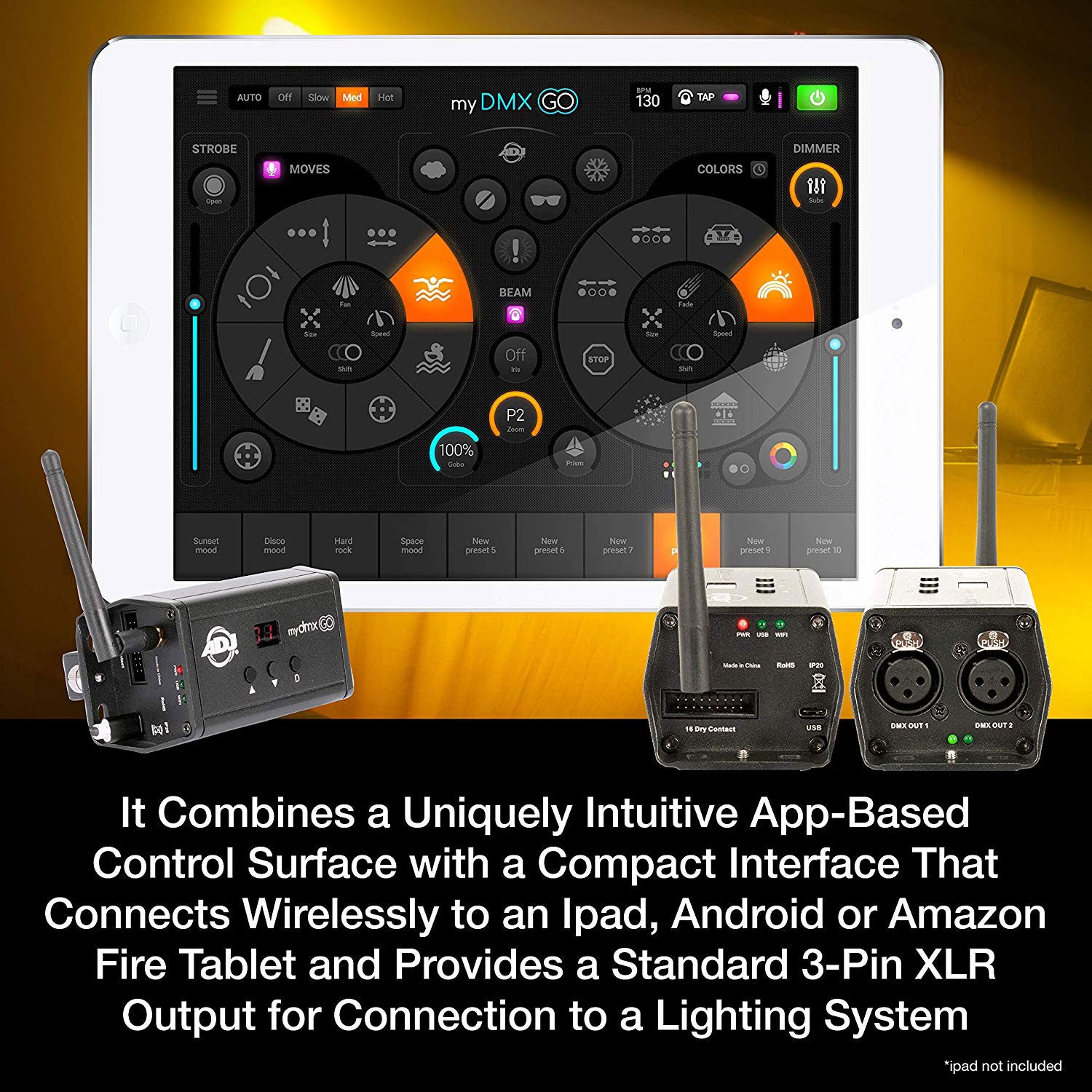 ADJ MYDMX GO Lighting Controller/DMX Lighting Control App for iPad or Android - VMInnovations