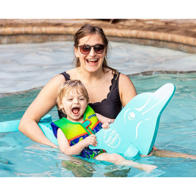 Aqua Lily Pad 20' Floating Foam Island with Dolphin Swimming Pool Noodle, Aqua