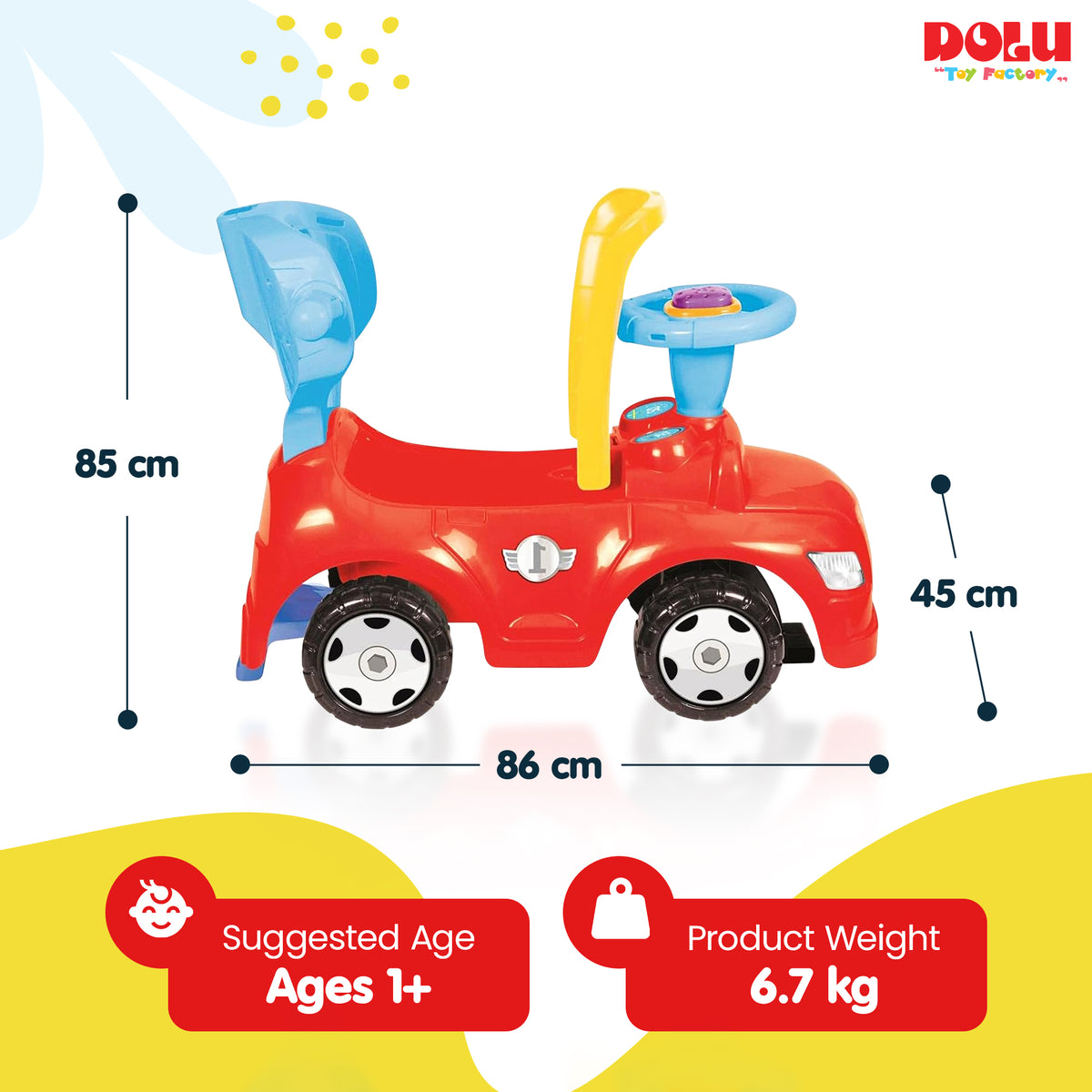 DOLU 4-in-1 Step Car with Parental Handle, for Toddlers 12 Months Old and Up - VMInnovations