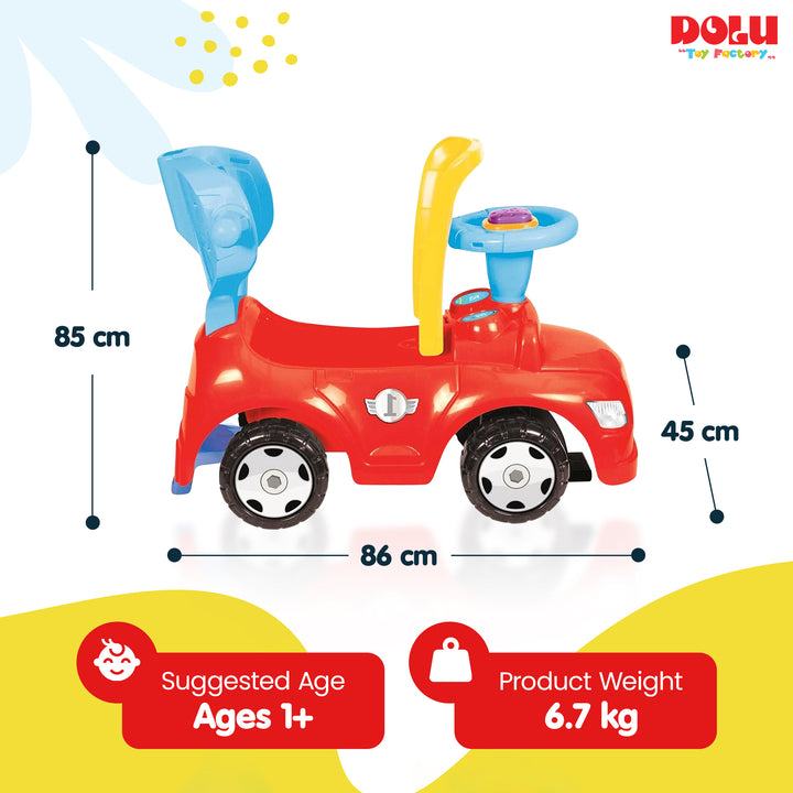DOLU 4-in-1 Step Car with Parental Handle, for Toddlers 12 Months Old and Up