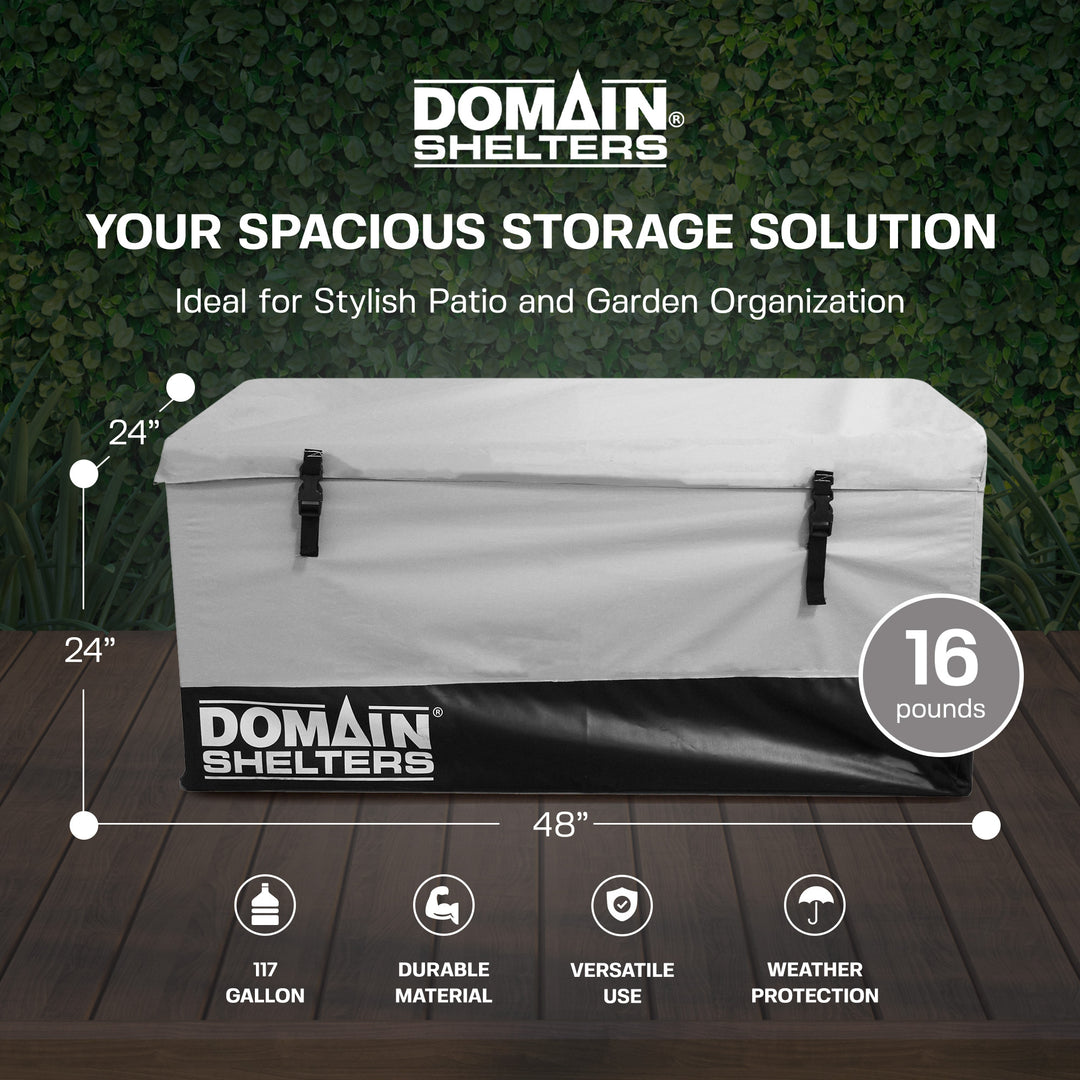 Domain Shelters 117 Gallon 4x2ft Outdoor Patio Storage Deck Box,Gray/Black(Used)