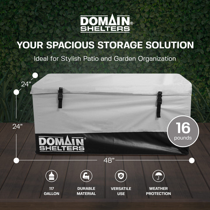 Domain Shelters 117 Gallon 4x2ft Outdoor Patio Storage Deck Box,Gray/Black(Used)