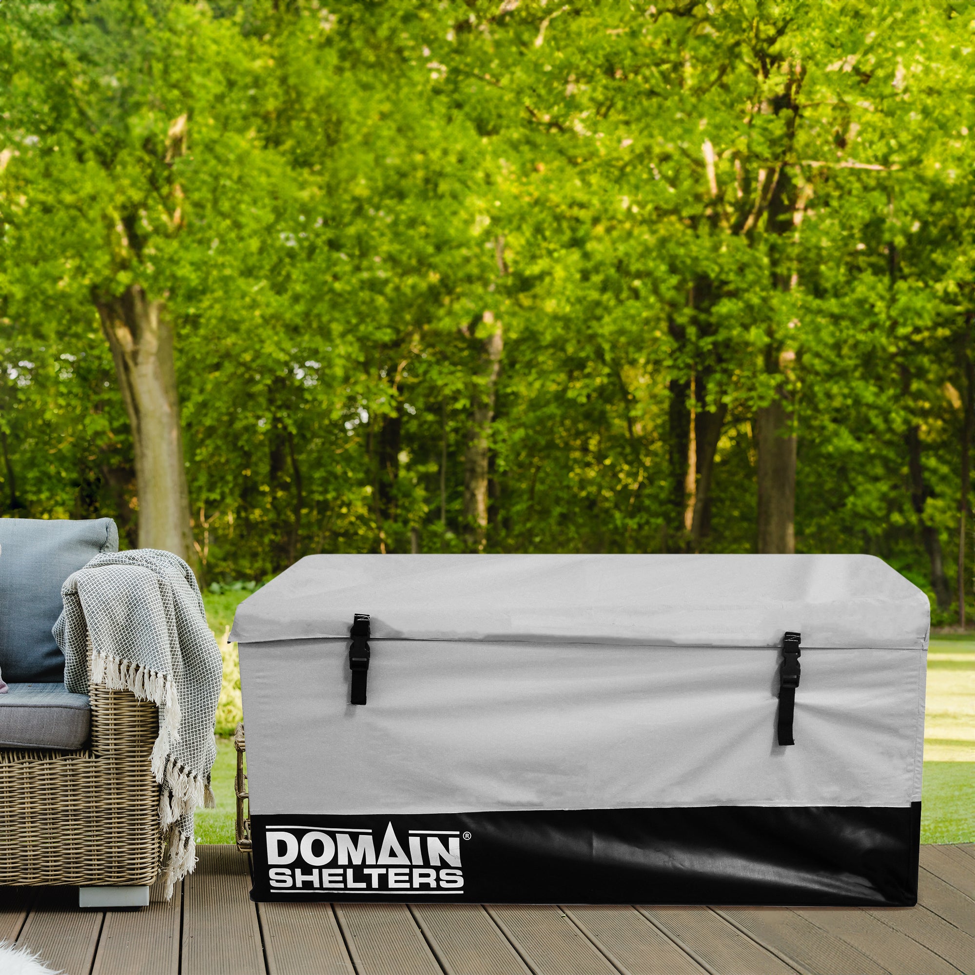 Domain Shelters 117 Gallon 4 x 2 Foot Outdoor Patio Storage Deck Box, (Open Box)