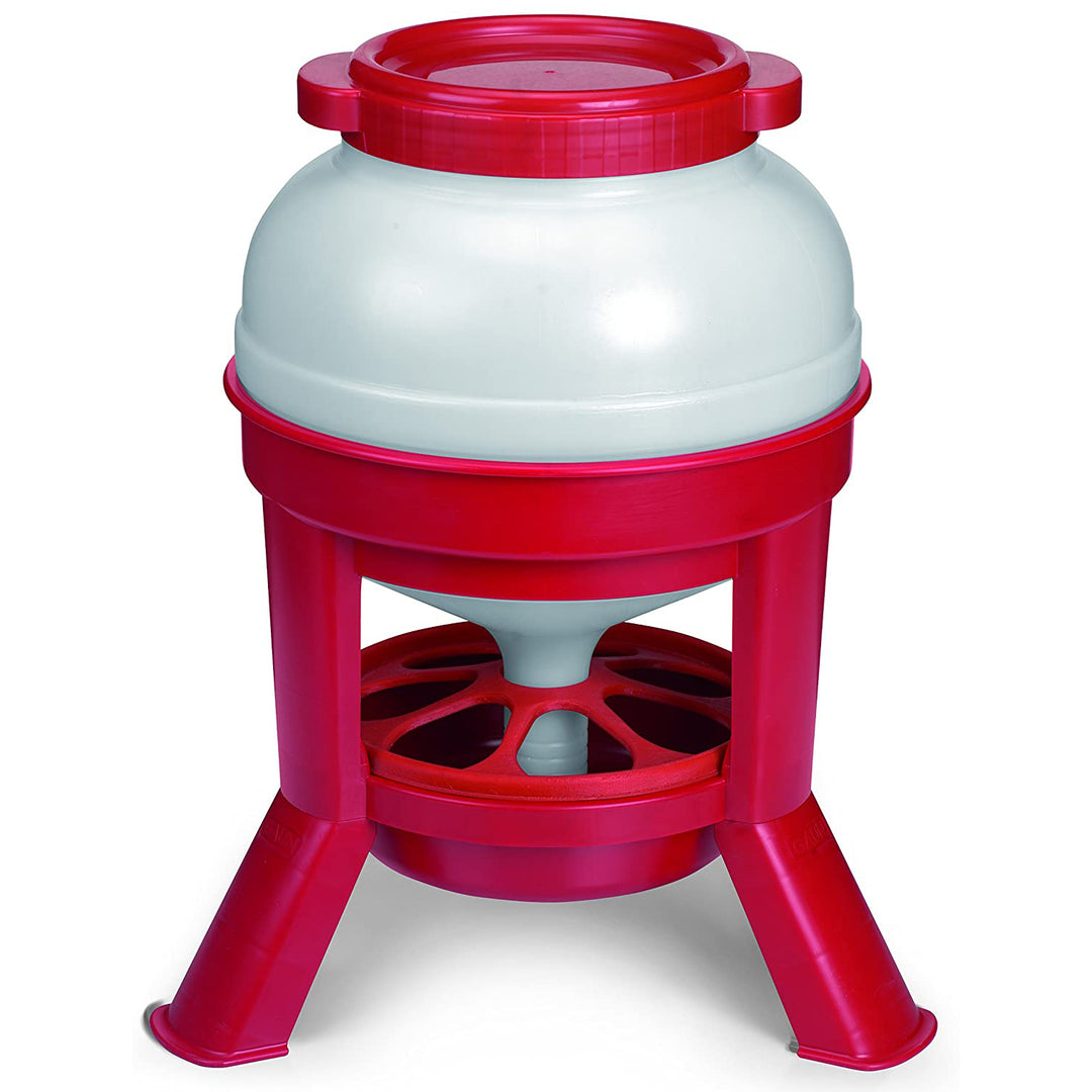 Little Giant 35 Pound Plastic Poultry Chicken Dome Feeder Dispenser w/ Lid, Red