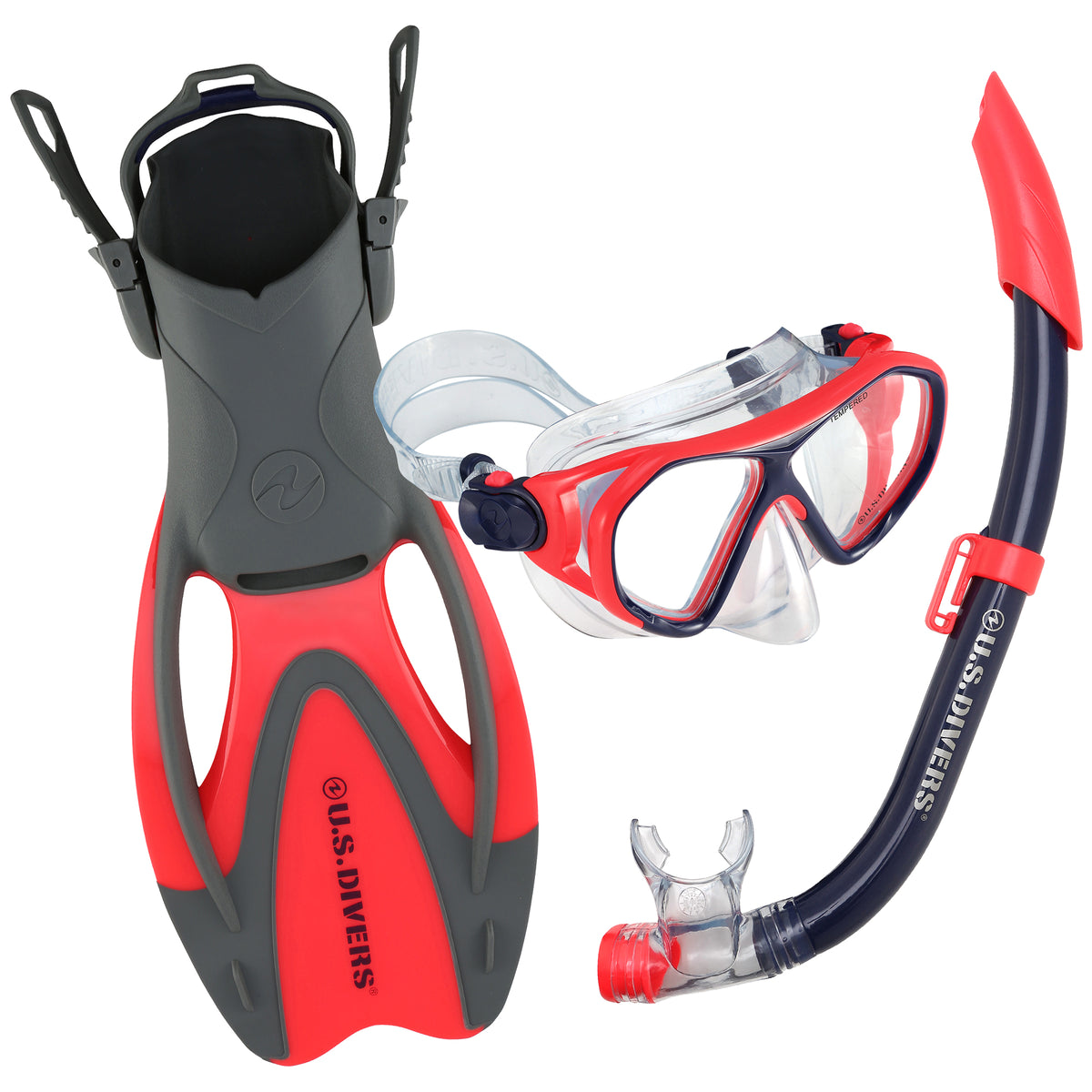 U.S. Divers Dorado II Junior Mask, Fins, DX Snorkel Youth Set, Large (Open Box)
