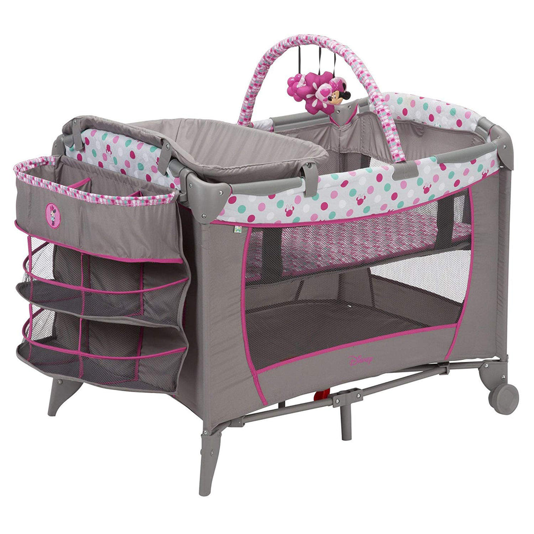 Disney Baby Sweet Wonder Play Yard with Bassinet, Storage, Minnie Dot (Open Box)