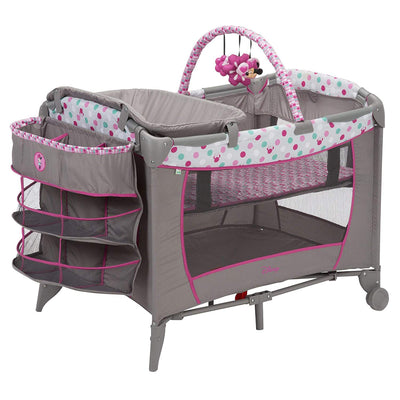 Disney Baby Sweet Wonder Play Yard with Bassinet, Storage, Minnie Dot (Open Box) - VMInnovations