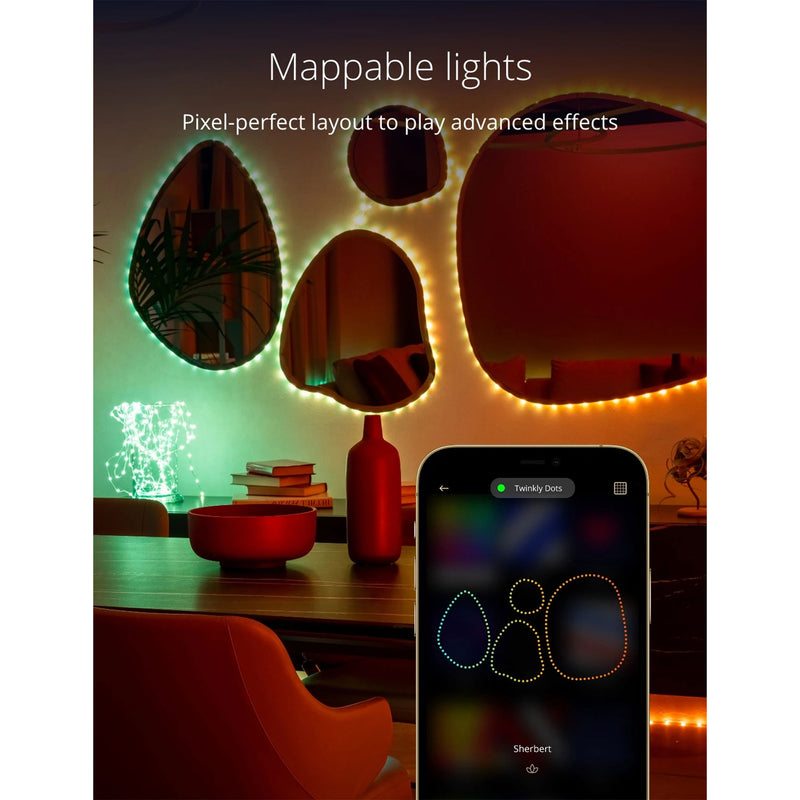 Twinkly Dots App-Controlled Flexible LED Lights 60 RGB Black Wire USB-Power