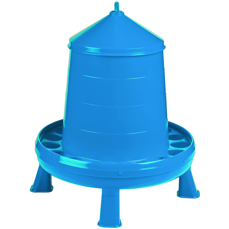 Double-Tuf High Capacity 17.5lb Durable Poultry Feeder Container with Legs, Blue