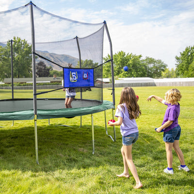 Skywalker Trampolines 16’ Oval Trampoline with Enclosure and Toss Game