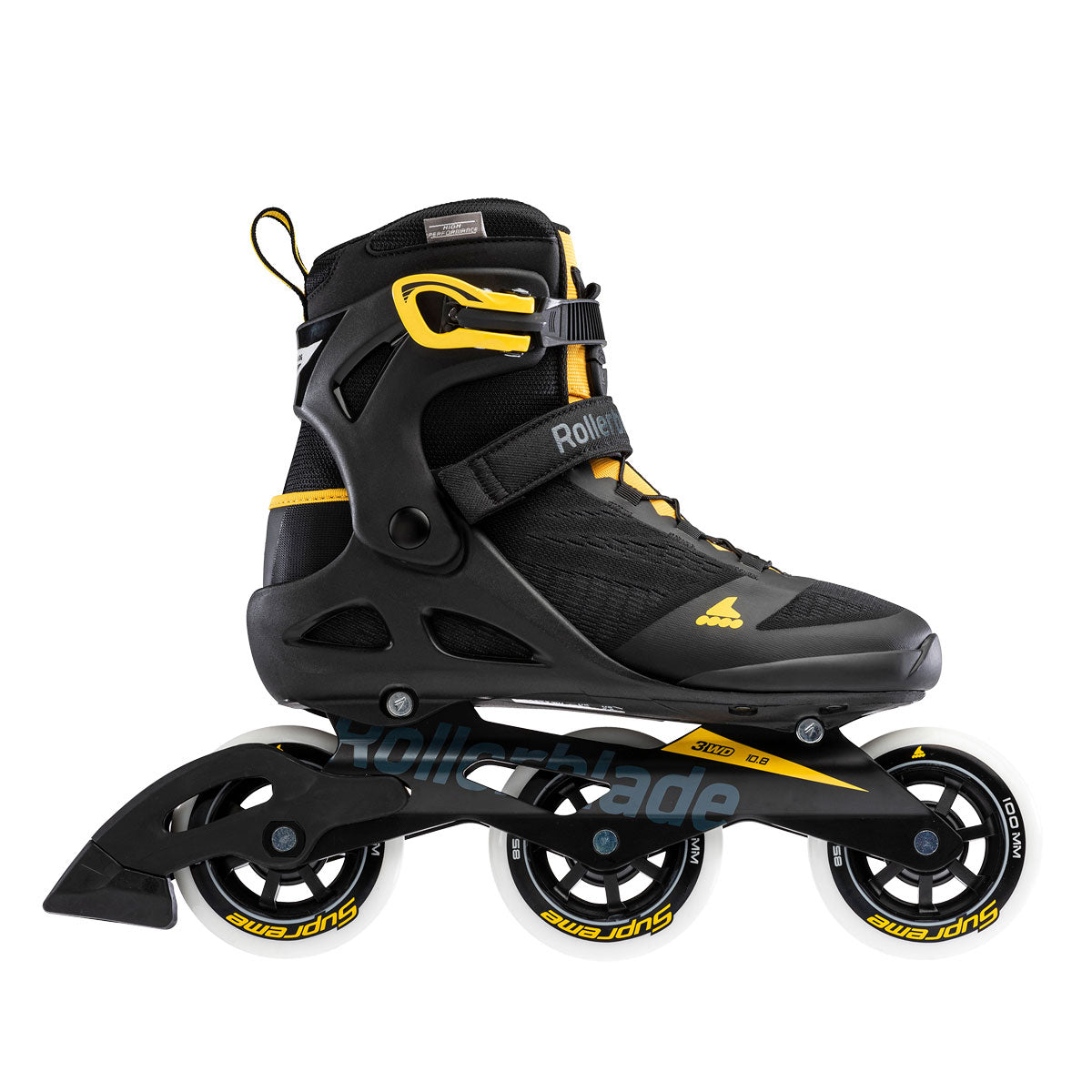Rollerblade 100 3WD Men's Adult Inline Skate Size 12, Black & Yellow (Open Box)