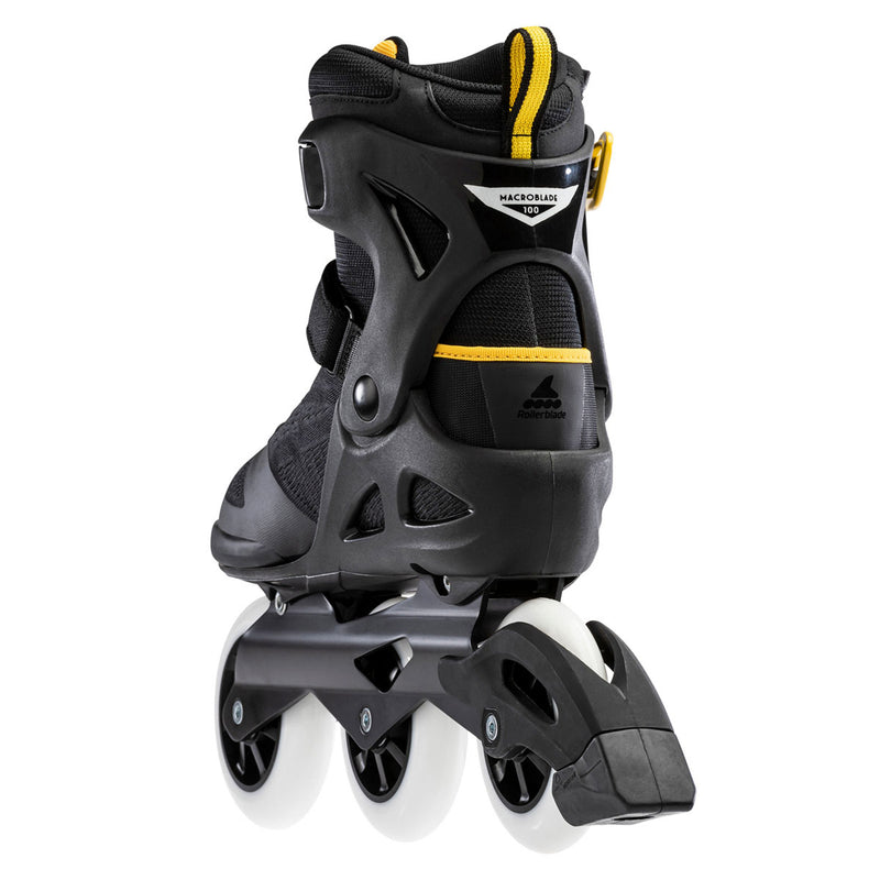 Rollerblade 100 3WD Mens Adult Inline Skate Size 12.5, Black & Yellow (Open Box)