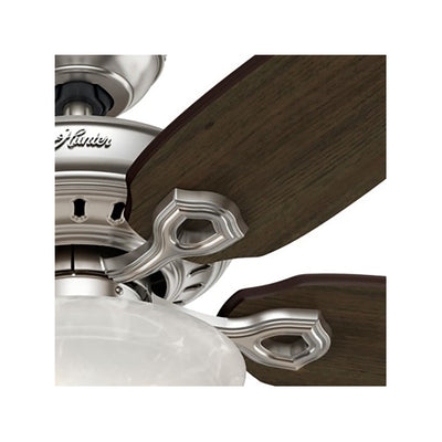 Hunter Fairhaven 52 Inch Indoor Nickel Ceiling Fan with Light Kit & Remote