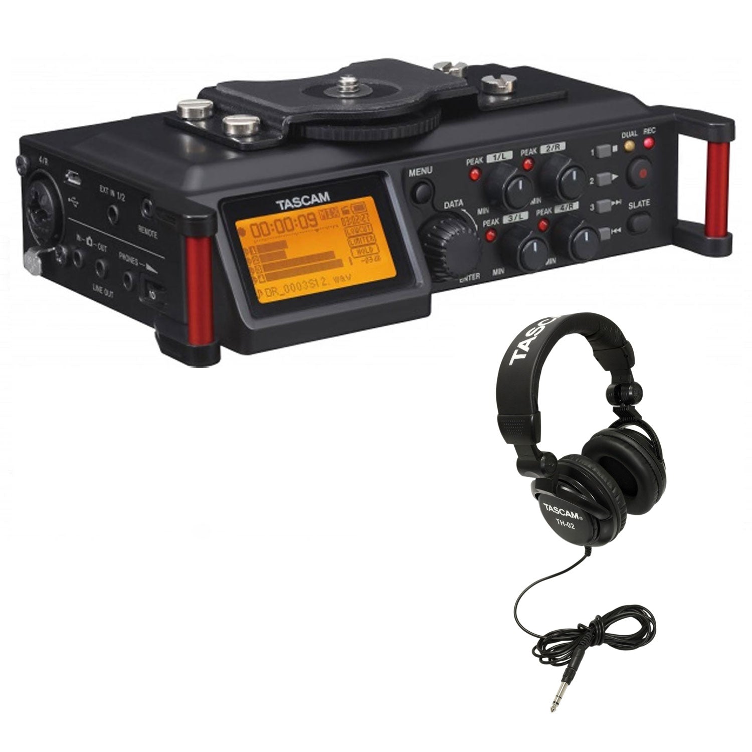 Tascam 4-track PCM Recorder for DSLR Video Production + Home & Studio Headphones