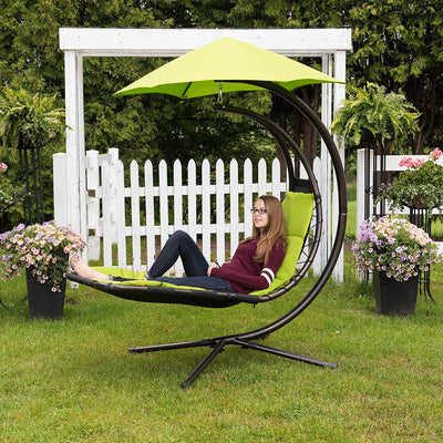 Vivere The Original Dream Lounger Steel Backyard Patio Deck Chair, Green Apple