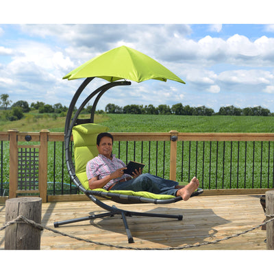 Vivere The Original Dream Lounger Steel Backyard Patio Deck Chair, Green Apple