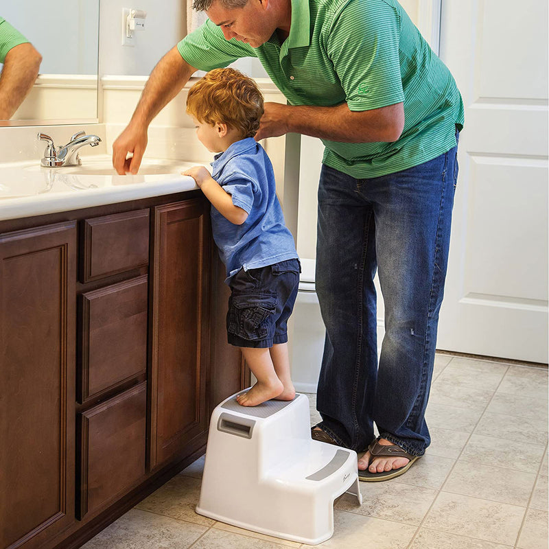 Dreambaby 2-Up Potty Training Toddler Small Portable Step Stool, White (2 Pack)