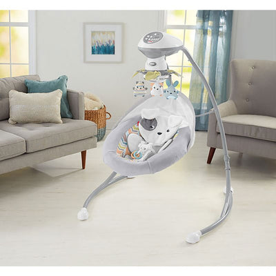 Fisher Price Sweet Snuggapuppy Dreams Baby Infant Cradle N Swing Chair, Gray