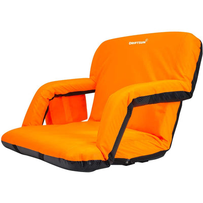 Driftsun Padded Folding Extra Wide Reclining Stadium Seat Chair, Orange (Used)