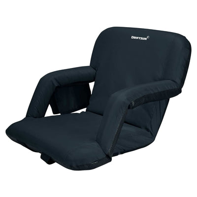 Driftsun Padded Folding Portable 6 Position Reclining Stadium Seat Chair, Black