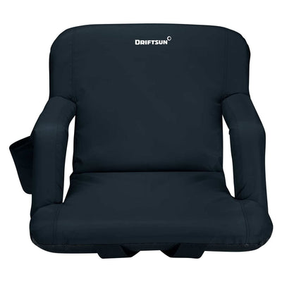 Driftsun Padded Folding Portable 6 Position Reclining Stadium Seat Chair, Black