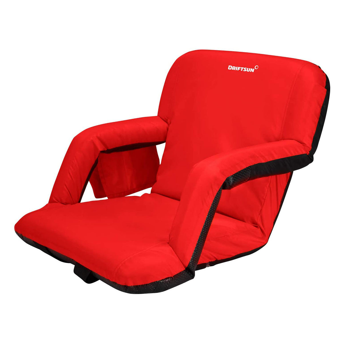 Driftsun Padded Folding Extra Wide Reclining Stadium Seat Chair, Red (Open Box)