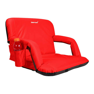 Driftsun Padded Folding Extra Wide Reclining Stadium Seat Chair, Red (Open Box)