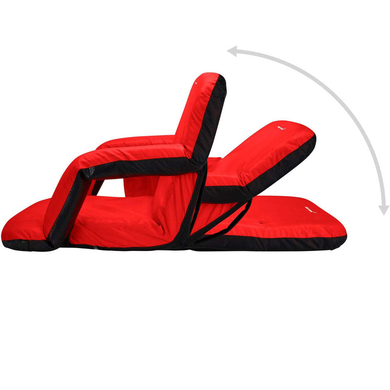 Driftsun Padded Folding Portable 6 Position Reclining Stadium Seat Chair, Red