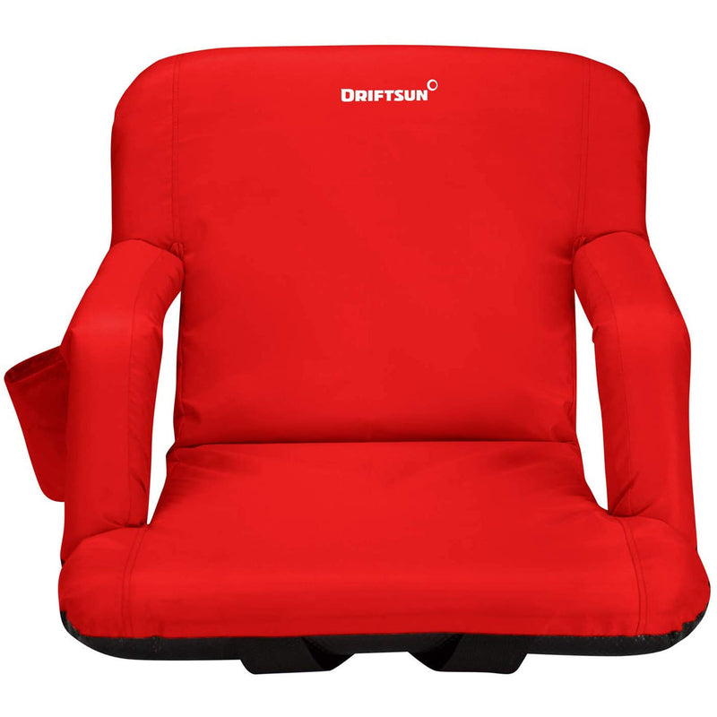 Driftsun Padded Folding Portable 6 Position Reclining Stadium Seat Chair, Red